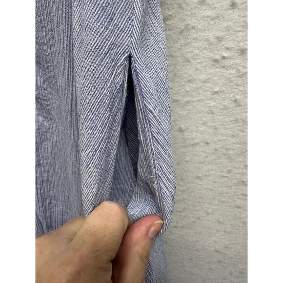 Y2K Blue Gingham Wrap Front Dress Off the Shoulders Size Med Pockets Fairy Lined - Picture 11 of 11